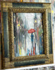 'Evening Stroll II' (2017) Oil Painting on Canvas Framed Ready to Hang - Eva Czarniecka Umbrella Oil paintings Rain London Streets Pallets Knife Limited Edition Prints Impressionism Art Contemporary  