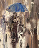 'Of Dark and Light' Large oil Painting Ready to Hang Reserved - Eva Czarniecka Umbrella Oil paintings Rain London Streets Pallets Knife Limited Edition Prints Impressionism Art Contemporary  