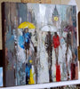 'Winter Reflection'  Oil Painting on Canvas, Ready to Hang - Eva Czarniecka Umbrella Oil paintings Rain London Streets Pallets Knife Limited Edition Prints Impressionism Art Contemporary  