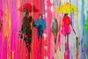 'Buzzing Street' Acrylic Painting Ready To Hang - Eva Czarniecka Umbrella Oil paintings Rain London Streets Pallets Knife Limited Edition Prints Impressionism Art Contemporary  