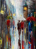 'Ordinary Day' Oil Painting on Canvas, Ready to Hang - Eva Czarniecka Umbrella Oil paintings Rain London Streets Pallets Knife Limited Edition Prints Impressionism Art Contemporary  