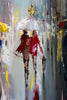 'Rainy Winter Day' Oil Painting on Canvas, Ready to Hang - Eva Czarniecka Umbrella Oil paintings Rain London Streets Pallets Knife Limited Edition Prints Impressionism Art Contemporary  