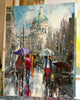 'Winter Day in St.Paul's' Oil Painting on Canvas, Ready to Hang - Eva Czarniecka Umbrella Oil paintings Rain London Streets Pallets Knife Limited Edition Prints Impressionism Art Contemporary  