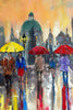 'Summer in Prague' Large Oil Painting Commission/Reserved - Eva Czarniecka Umbrella Oil paintings Rain London Streets Pallets Knife Limited Edition Prints Impressionism Art Contemporary  