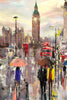 'Late Summer' Original Oil Painting on Canvas Ready to Hang - Eva Czarniecka Umbrella Oil paintings Rain London Streets Pallets Knife Limited Edition Prints Impressionism Art Contemporary  