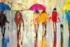 'Sunny Day in Hyde Park' Oil Painting Ready to Hang - Eva Czarniecka Umbrella Oil paintings Rain London Streets Pallets Knife Limited Edition Prints Impressionism Art Contemporary  