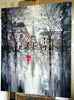 'Winter day in Paris II' Commission - Eva Czarniecka Umbrella Oil paintings Rain London Streets Pallets Knife Limited Edition Prints Impressionism Art Contemporary  