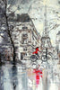 'Winter day in Paris II' Commission - Eva Czarniecka Umbrella Oil paintings Rain London Streets Pallets Knife Limited Edition Prints Impressionism Art Contemporary  