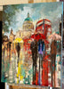 'Summer Stroll at St.Paul's' Original Oil Painting on Canvas Ready to Hang - Eva Czarniecka Umbrella Oil paintings Rain London Streets Pallets Knife Limited Edition Prints Impressionism Art Contemporary  