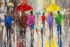 'Afternoon in City Of Rain' Original Oil Painting on Canvas Ready to Hang - Eva Czarniecka Umbrella Oil paintings Rain London Streets Pallets Knife Limited Edition Prints Impressionism Art Contemporary  