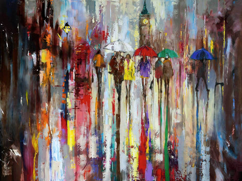 'A Rainy Day Out' Oil Painting on Canvas