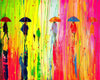 Commission Painting on Canvas - Eva Czarniecka Umbrella Oil paintings Rain London Streets Pallets Knife Limited Edition Prints Impressionism Art Contemporary  