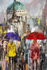 'London Stroll On A Rainy Day' Oil Painting on Canvas Ready to Hang - Eva Czarniecka Umbrella Oil paintings Rain London Streets Pallets Knife Limited Edition Prints Impressionism Art Contemporary  