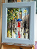 'London Spring' Framed Oil Painting on Canvas Ready to Hang - Eva Czarniecka Umbrella Oil paintings Rain London Streets Pallets Knife Limited Edition Prints Impressionism Art Contemporary  