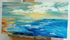 'Beach Time II ' Original Oil Painting - Eva Czarniecka Umbrella Oil paintings Rain London Streets Pallets Knife Limited Edition Prints Impressionism Art Contemporary  