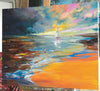 'Calm' Oil Painting on Canvas - Eva Czarniecka Umbrella Oil paintings Rain London Streets Pallets Knife Limited Edition Prints Impressionism Art Contemporary  