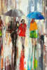'Summer Rain' Original Oil Painting on Canvas - Eva Czarniecka Umbrella Oil paintings Rain London Streets Pallets Knife Limited Edition Prints Impressionism Art Contemporary  