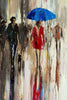 'Walking In Warm Light' Oil Painting on Canvas - Eva Czarniecka Umbrella Oil paintings Rain London Streets Pallets Knife Limited Edition Prints Impressionism Art Contemporary  