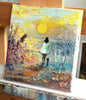 'Summer Day II' Oil Painting - Eva Czarniecka Umbrella Oil paintings Rain London Streets Pallets Knife Limited Edition Prints Impressionism Art Contemporary  
