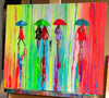 'Explosion' Acrylic Painting on Canvas - Eva Czarniecka Umbrella Oil paintings Rain London Streets Pallets Knife Limited Edition Prints Impressionism Art Contemporary  