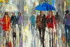 'Rainy Autumn in London' Oil Painting on Canvas - Eva Czarniecka Umbrella Oil paintings Rain London Streets Pallets Knife Limited Edition Prints Impressionism Art Contemporary  