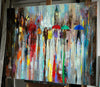 'London In Rain' Oil Painting on Canvas Ready to Hang - Eva Czarniecka Umbrella Oil paintings Rain London Streets Pallets Knife Limited Edition Prints Impressionism Art Contemporary  
