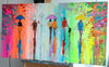 'Rain in Hyde Park' Original Painting on Canvas - Eva Czarniecka Umbrella Oil paintings Rain London Streets Pallets Knife Limited Edition Prints Impressionism Art Contemporary  