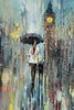 'Perfect Evening' Original Oil Painting on Canvas - Eva Czarniecka Umbrella Oil paintings Rain London Streets Pallets Knife Limited Edition Prints Impressionism Art Contemporary  