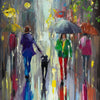 'Friday Rain' Framed Oil Painting on Canvas Ready to Hang - Eva Czarniecka Umbrella Oil paintings Rain London Streets Pallets Knife Limited Edition Prints Impressionism Art Contemporary  