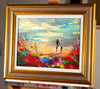 'Summer In The Horizon' Framed Hand Embellished Print - Eva Czarniecka Umbrella Oil paintings Rain London Streets Pallets Knife Limited Edition Prints Impressionism Art Contemporary  
