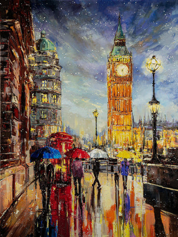 'London In Snow' Oil Painting on Canvas